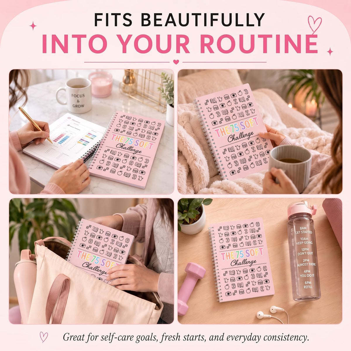 75 Soft Challenge Journal for Women A5 Spiral 106-Page Full-Color