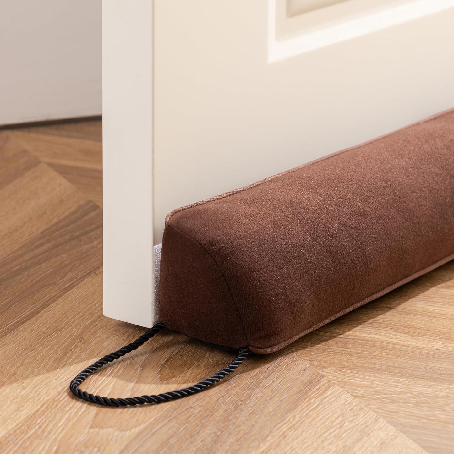 Door Draft Stopper with Removable Washable Cover, 38", Black | Weighted Gap Filler, Blocks Hot and Cold Air, All-Season Seal, Easy Install, Noise & Wind Blocker, Home Essentials