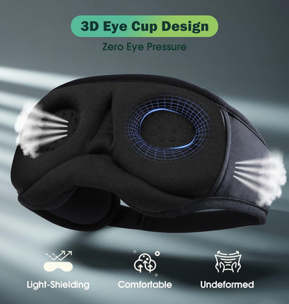 Sleep Mask with Headphones Bluetooth 5.4, LC-dolida Wireless Music Eye Mask for Sleeping Headphones with Soft Bamboo Cotton Cooling Breathable,Ultra-Thin Stereo Speaker for Side Sleepers-Khaki