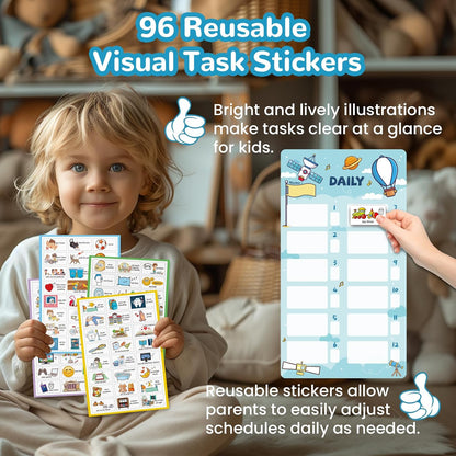 JJPRO Magnetic Bedtime/Morning/Daily Routine Chart for Kids with Reward Jar-Morning Routine Chart,Daily Checklist Reward Chart for Toddlers,Reward Jar for Kids,Cute Visual Schedule Board for Home