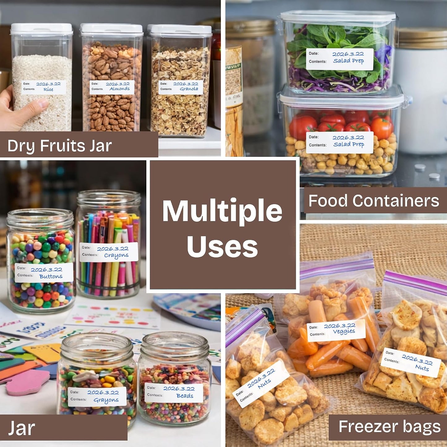 Freezer Labels 500pcs 1 x 3 in, Waterproof Easy Peel | Removable, Oil & water resistant, no residue, write-on surface, for freezer bags, jars, containers, meal prep & kitchen use