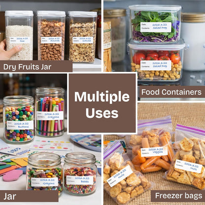 Freezer Labels 500pcs 1 x 3 in, Waterproof Easy Peel | Removable, Oil & water resistant, no residue, write-on surface, for freezer bags, jars, containers, meal prep & kitchen use