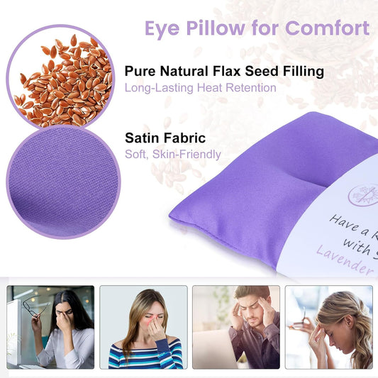 SuzziPad Hot & Cold Lavender Eye Pillow for Relaxing, Sapphire, 4 Packs | Washable Weighted Yoga Eye Mask For Meditation, Dry Eye Soothing & Sleep; Blocks Light, Soothes Migraines & Ocular Discomfort