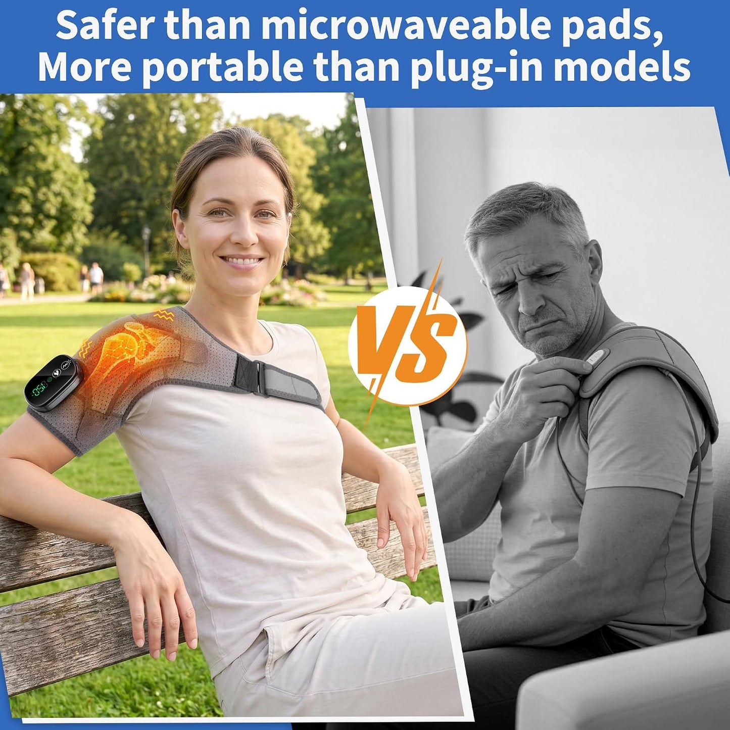 Shoulder Heating Pad Cordless, FSA Eligible Items List Shoulder Massager for Pain Relief Deep Tissue, Heated Shoulder Brace Wrap HSA Approved Products Only