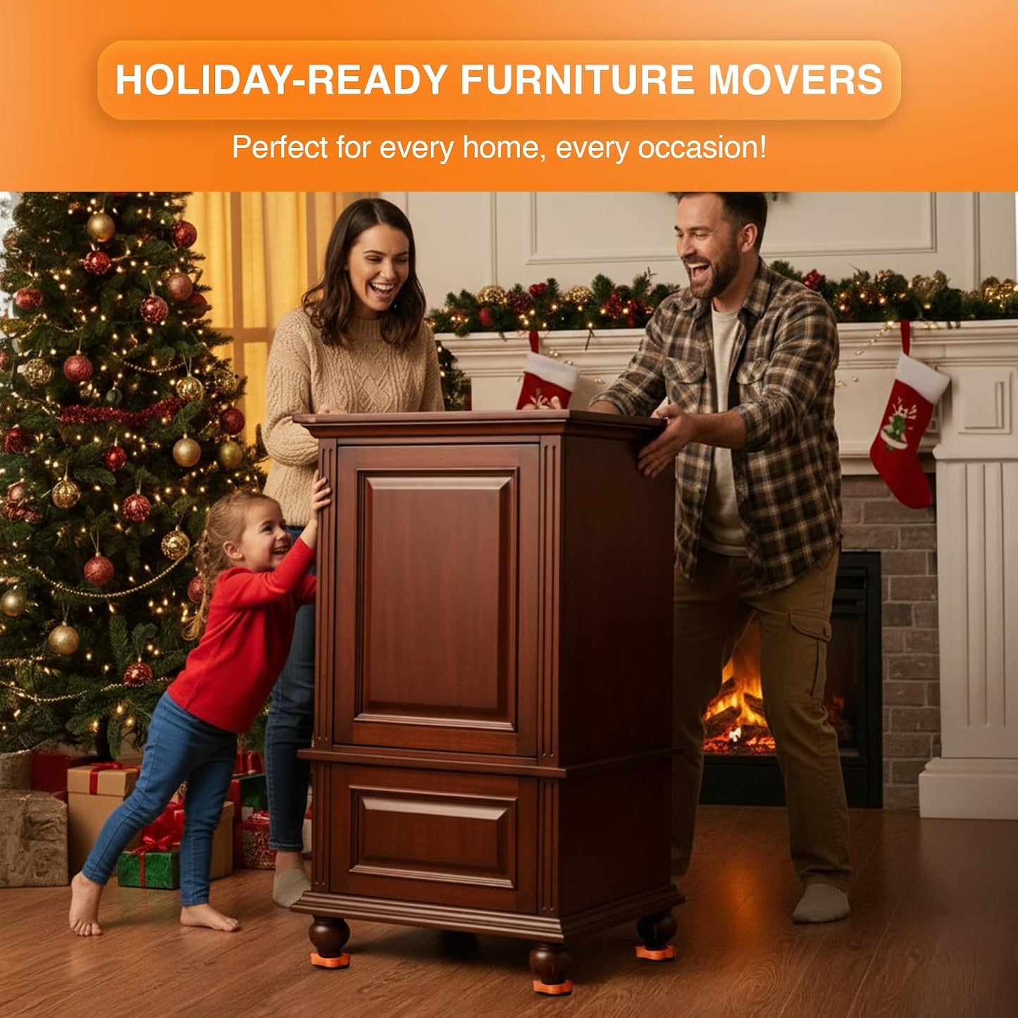Heavy Duty Furniture Lifter & Moving Kit – Lift & Glide Couches, Beds, Appliances with Ease – 4 Roller Sliders (660 lbs Each), Adjustable Height Lifter, Carpet Adapters for All Floors