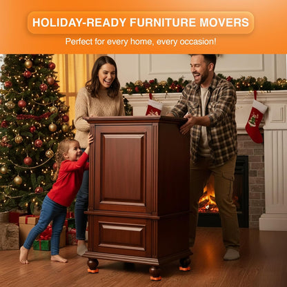Heavy Duty Furniture Lifter & Moving Kit – Lift & Glide Couches, Beds, Appliances with Ease – 4 Roller Sliders (660 lbs Each), Adjustable Height Lifter, Carpet Adapters for All Floors