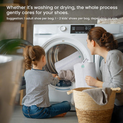 1 Pcs Shoe Washing Machine Bag, White | Extra Long and Thick Microfibre Fluff, Reusable for Washer & Dryer, All-Around Cleaning for All Shoe Types