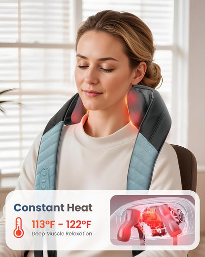 COMFIER Shiatsu Neck and Shoulder Massager with Heat,White Elephant Gifts for Adults,4D Deep Kneading Massage Pillow with Heat, Back Massager, Pillow Massage,Jet Black