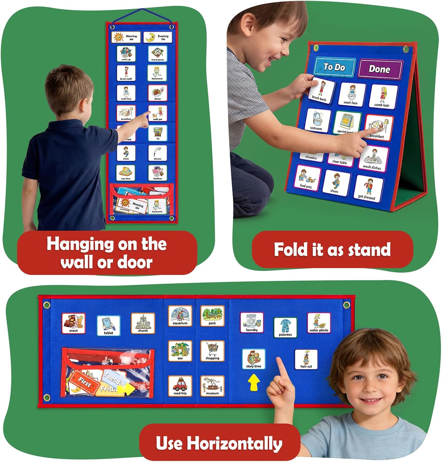 Torlam Visual Schedule for Kids Chore Chart, Morning Bedtime Routine Chart for Toddlers, Responsibility Daily Schedule Board Communication Cards Autism Learning Materials for Home School, 86 Cards