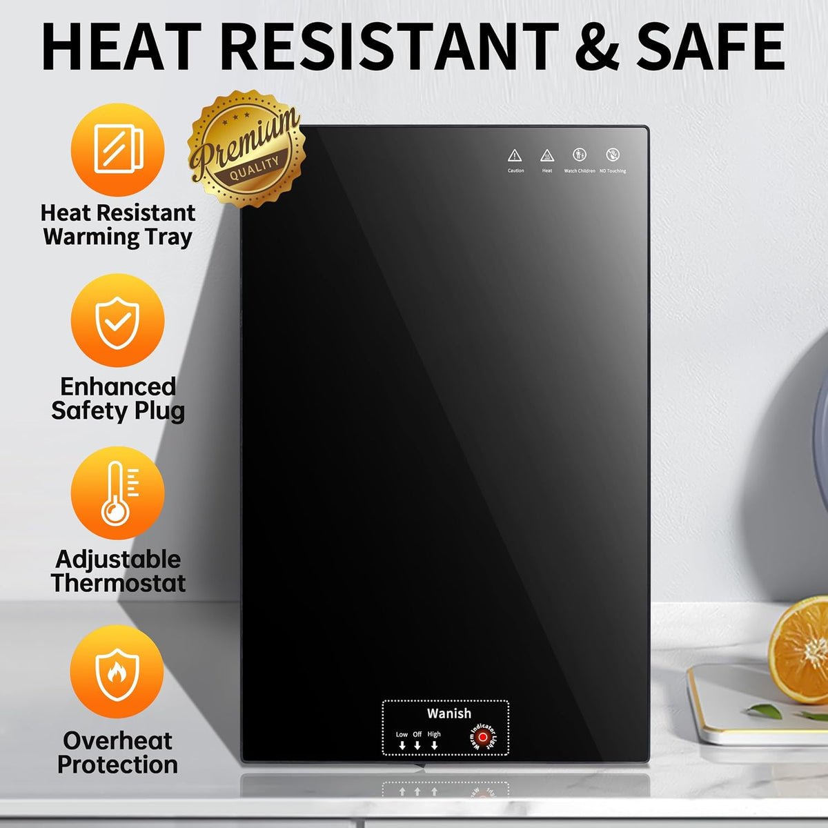 Electric Warming Tray,Extralong 47"x12",Tempered Glass Warming Mat for Food