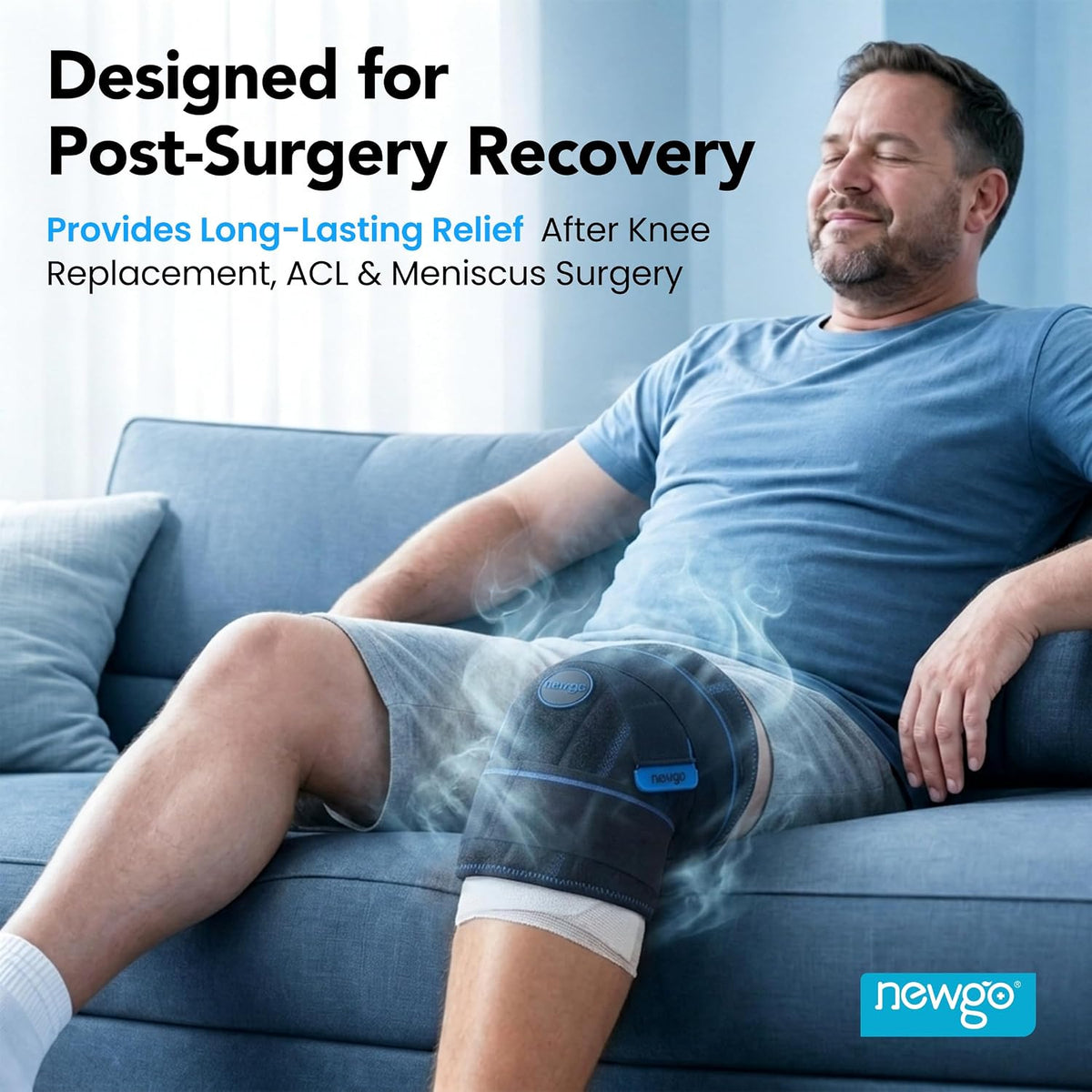 NEWGO Knee Ice Pack, 2-Hour Cold Therapy for Post-Surgery Relief