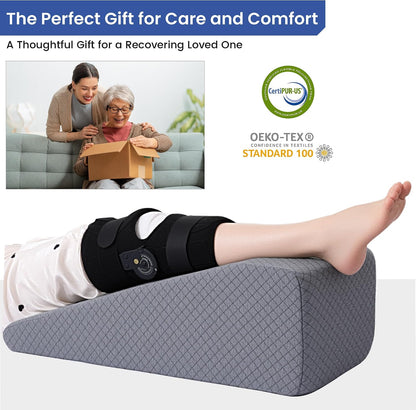 HOMBYS Leg Elevation Pillow for After Surgery, Knee Replacement & Recover, Wedge Pillow for Knee, Hip, Ankle Support, Home Recovery Equipment (Grey, 27in×11.6in×9in)