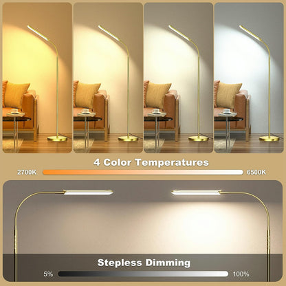 Yikuneng Dimmable LED Floor Lamp, Super Bright Reading Lamps Floor Standing lamp with Remote & Touch Control, Stepless Dimming & 2700K-6500K Color Temperature, for Living Room Bedroom Office, Black
