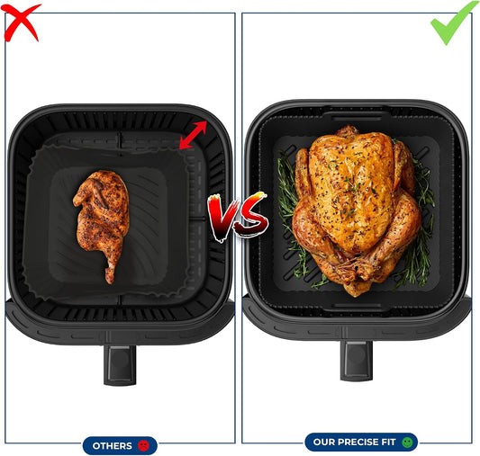 Premium 8.3inch Square Air Fryer Silicone Liner for 6Qt Coosri Air Fryer | 0.1inch Liner Thickness & 0.3mm high Silicone Lines on Base | Dishwasher Safe |
