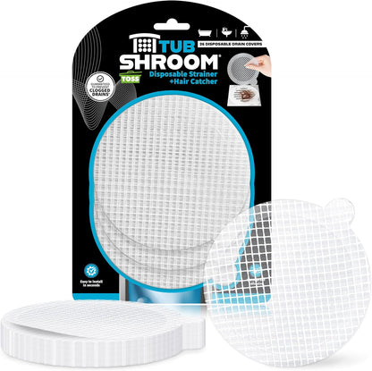 TubShroom 26 Pack Square Disposable Drain Cover - Hair Catcher Mesh Sticker Strainers for Shower Bathtub and Bathroom - Hair Catcher Sticker Drain Protector - Half Year Supply