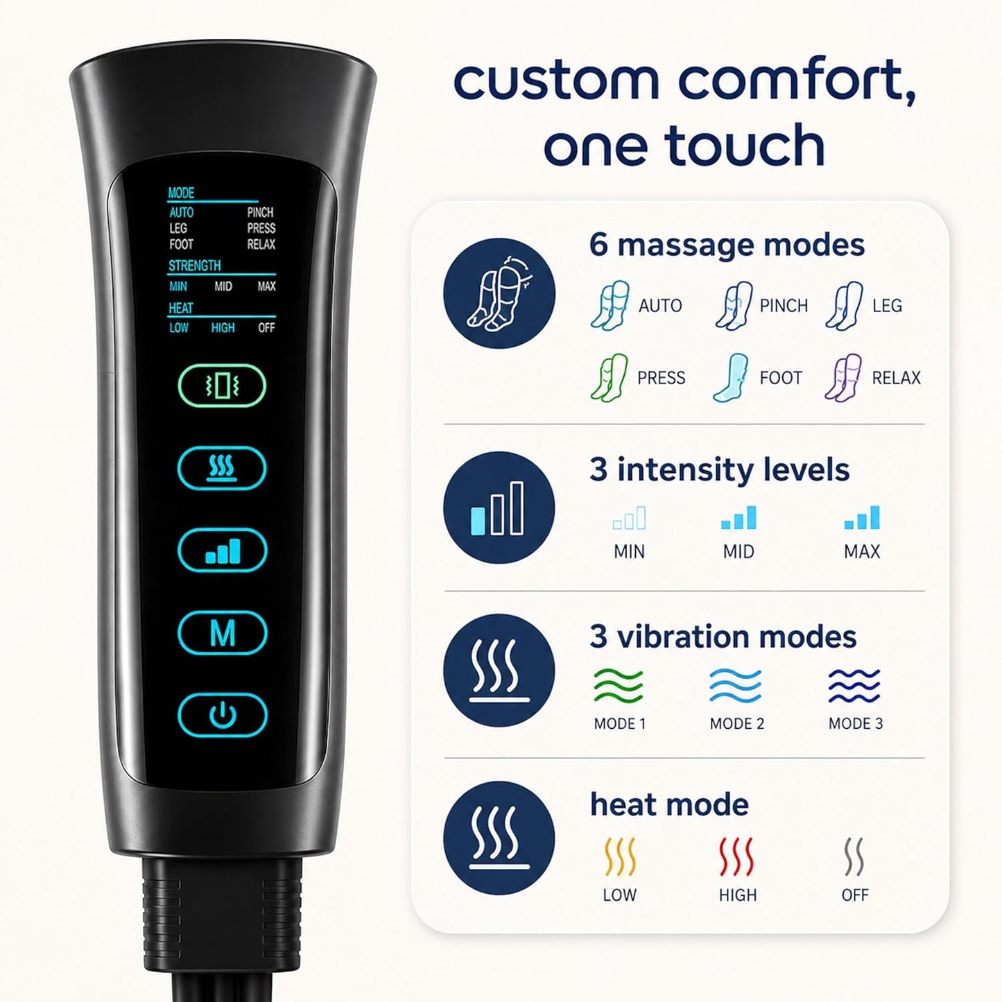 SereneLife Air Compression Leg Massager, Full Leg Massager with Heat and Compression, Ice Pack, Portable and Adjustable with 6 Modes 3 Vibrations 3 Intensities, 11 Airbags for Thigh Calf Foot Massage