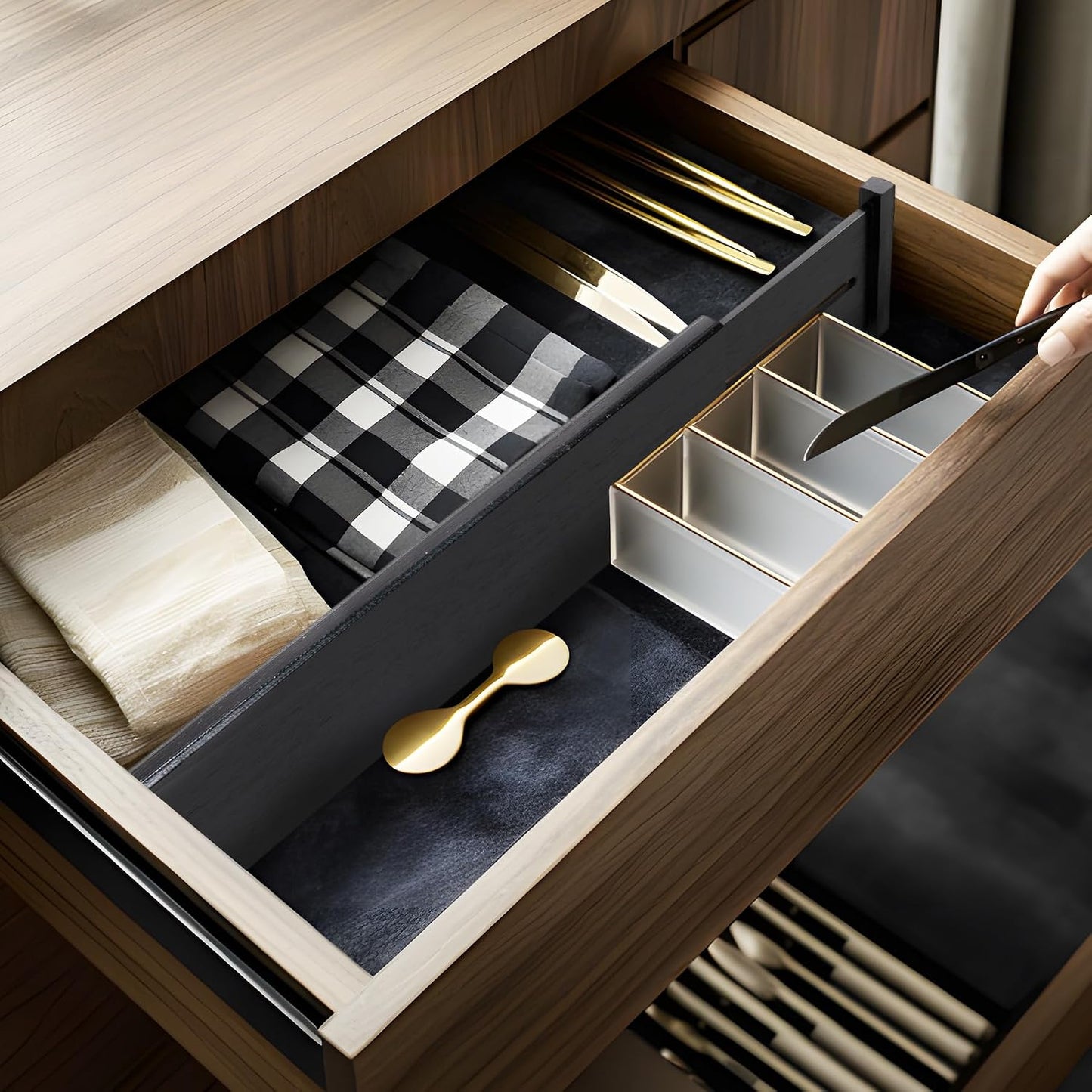 Utoplike 4 Pcs Bamboo Kitchen Drawer Dividers, Large Drawers Organizers | Adjustable Spring Loaded Expandable Organization, Works in Dresser, Bathroom, Bedroom, Office, Fit 17.8"-20.6" Drawer, 2.4"H