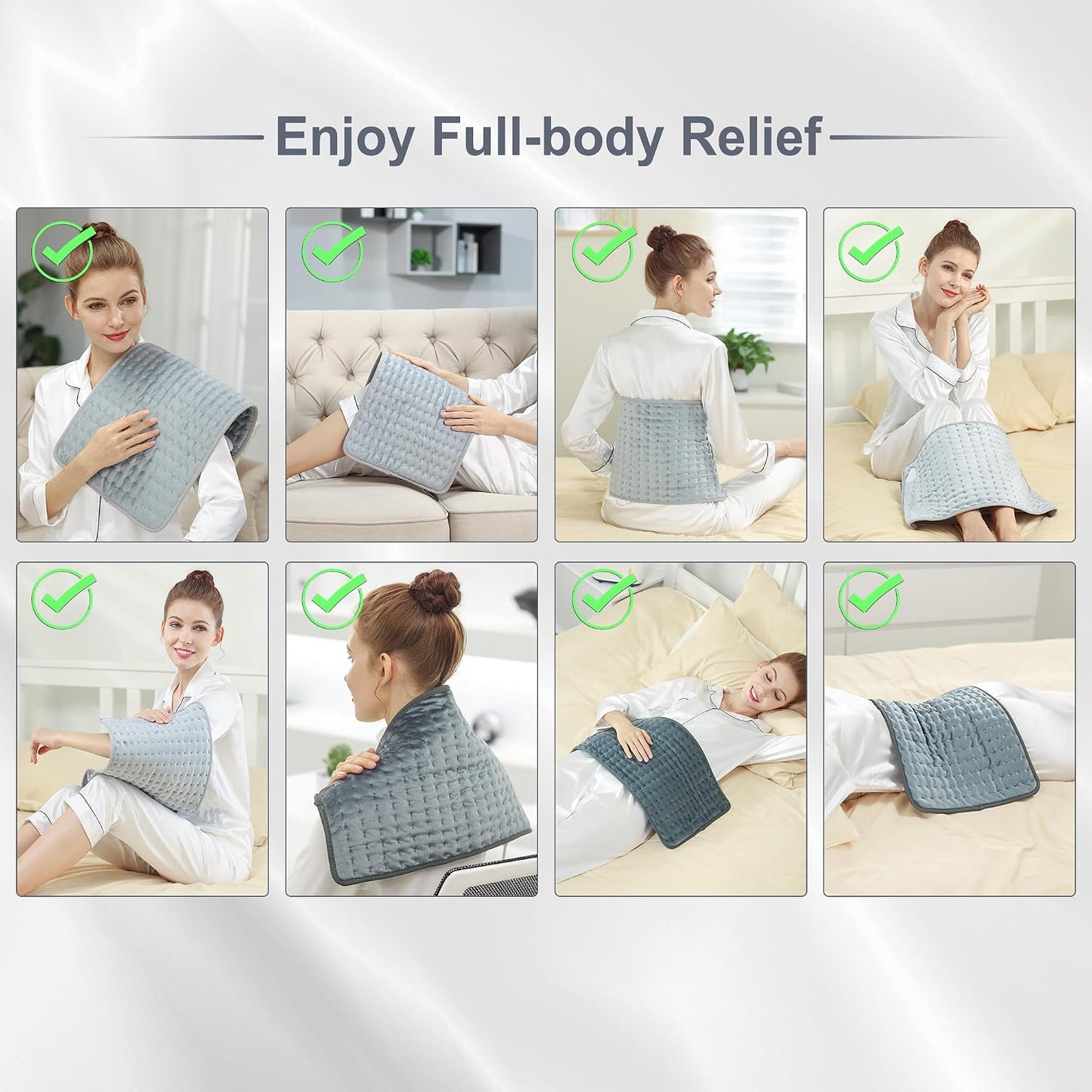 Heating Pad,Heated Blanket,Heating Pad for Back Neck,Grey,24x12 Inch | Electric Heating Pad,Dry/Moist Heat Heating Pads,Heating Pads for Shoulder,Abdomen,Heat Pad for Women Men,Birthday Gift