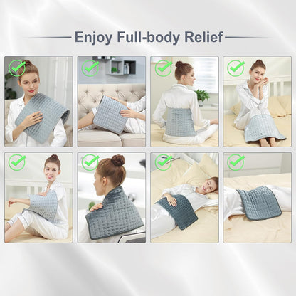 Heating Pad,Heated Blanket,Heating Pad for Back Neck,Grey,24x12 Inch | Electric Heating Pad,Dry/Moist Heat Heating Pads,Heating Pads for Shoulder,Abdomen,Heat Pad for Women Men,Birthday Gift