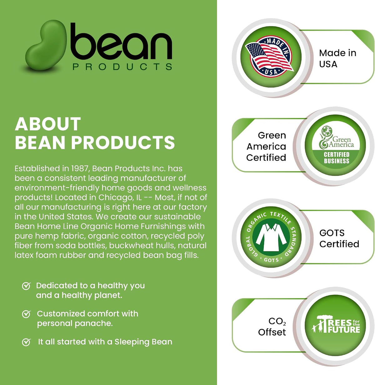 Bean Products Natural Organic Cotton Kapok Neck Roll Pillow 4" Dia x 12"