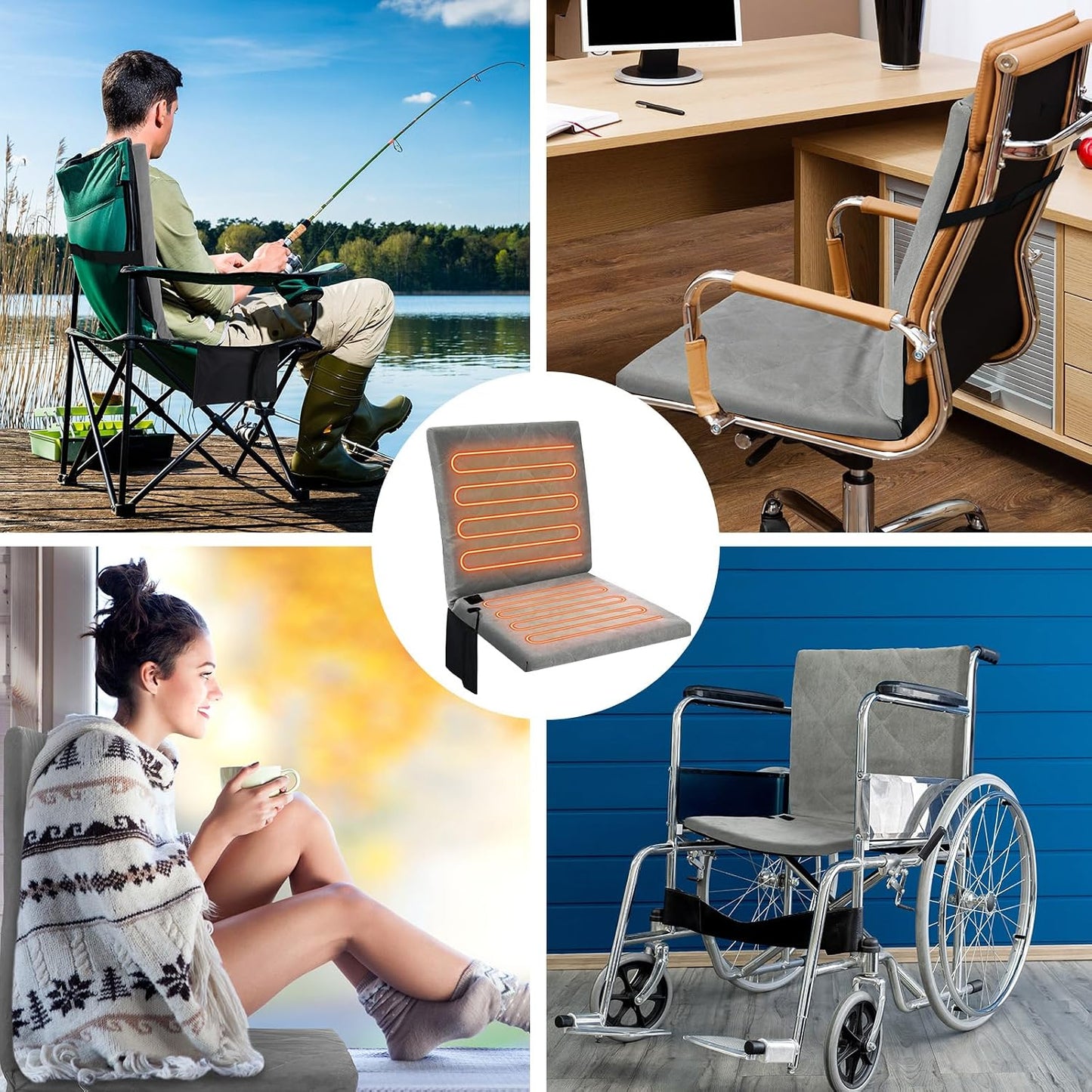Thyle Portable Heated Seat Cushion for Bleachers Foldable Heating Cushion 3 Mode Adjustable Heated Stadium Chair Bleacher Seat for Bleachers Indoor, Power Bank Not Included
