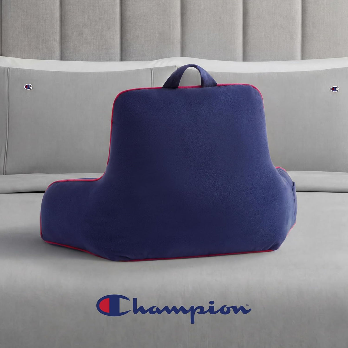Champion Faux Wool Bedrest Pillow, 100% Polyester Cover and Fill, Spot Clean Only, Navy Blue, 29" x 24.5" x 10.5"