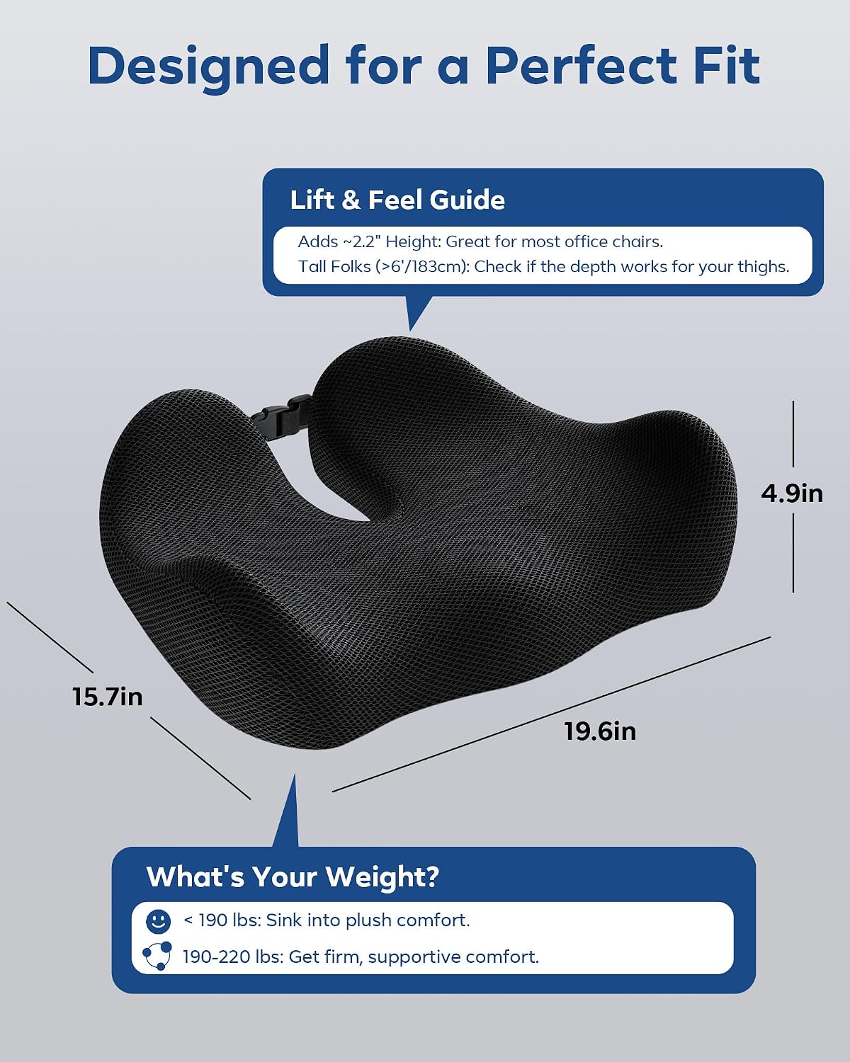 Seat Cushion for Office Chair - Memory Foam Tailbone Cushion
