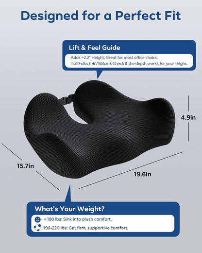 Seat Cushion for Office Chair - Memory Foam Tailbone Cushion