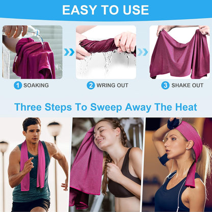 4 Pack Cooling Towels for Neck and Face(40"x12"), Cooling Neck Wraps, Ice Towel for Hot Weather, Soft Breathable Gym Towel, Cool Towel for Workout, Camping, Yoga, Sport, Running