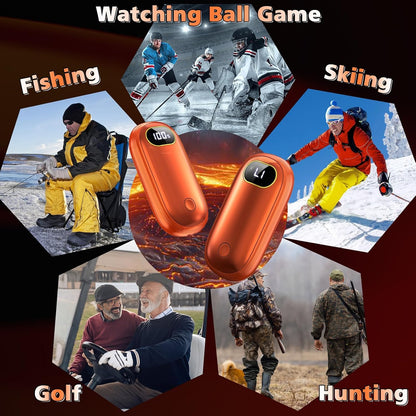 Hand Warmers Rechargeable - Electric Hand Warmers 2 Pack with Dual-Sided Heating for 15Hrs Warmth, LED Display & Flashlight, Hunting Essentials, Gifts for Christmas Man Women Raynauds Golf