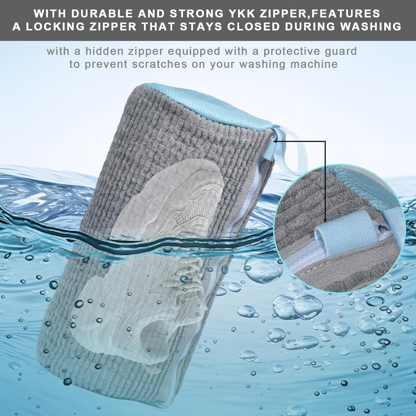 2PCS Shoe Washing Machine Bag With Zipper,Heavy Duty Shoe Washing Bag,Grey | sneaker washing machine bag,sneaker bag for washing machine,laundry shoe bag for washing machine,tennis shoes washing bag