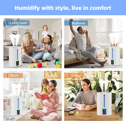 Coolfiqu 6L Humidifiers for Bedroom Large Room Home,Cool and Warm Humidifier for Baby and Plants Hot Mist Top Fill Desk Humidifier Oil Diffuser,Quiet,Auto Mode,360°Nozzle-Midnight Black(2026 Upgraded)