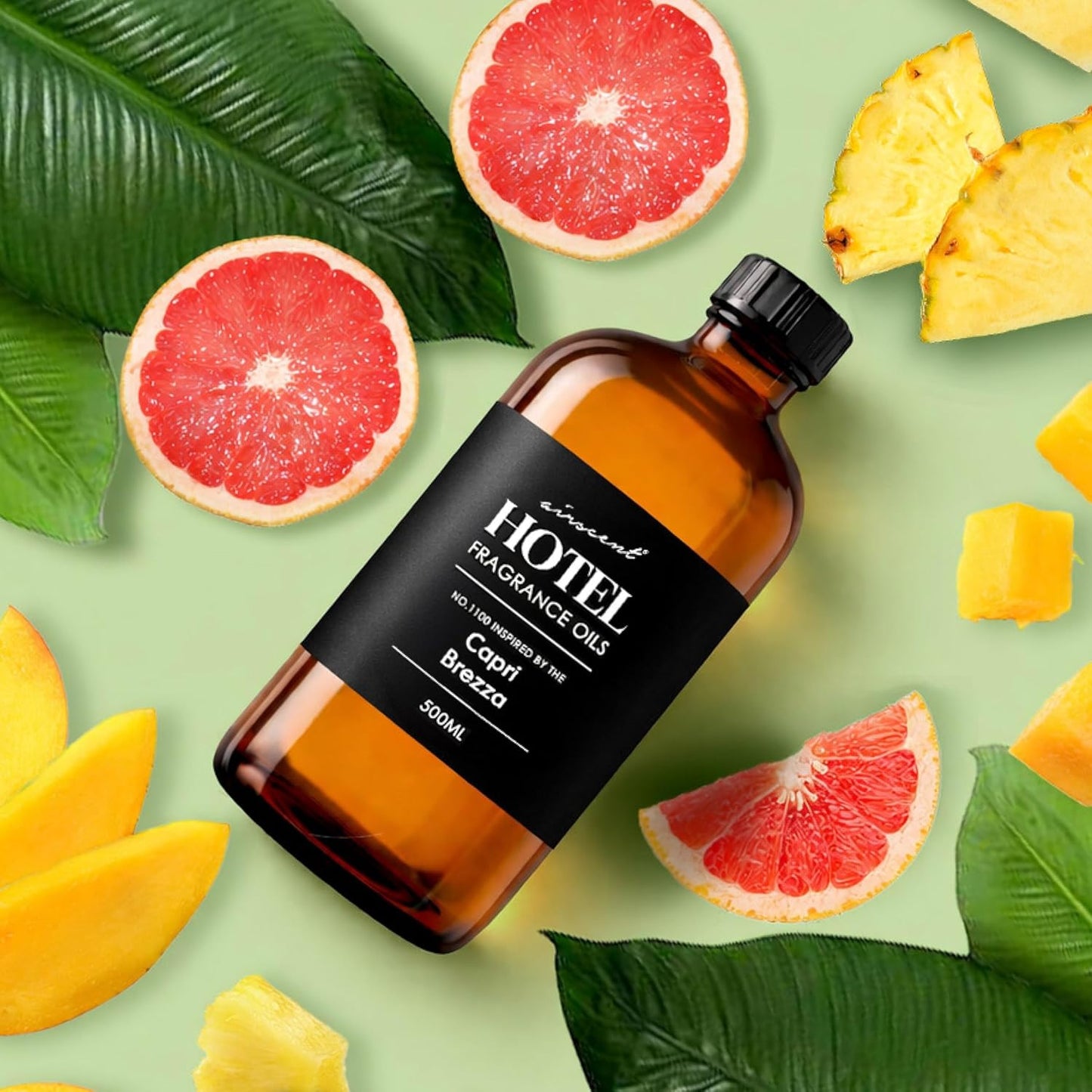 AirScent Capri Brezza Volcano-Inspired Diffuser Oil No. 1100-120 mL | Grapefruit Pineapple Mango - Premium Fragrance Oil for Ultrasonic and Waterless Diffusers and Crafting - 4 fl oz Glass Bottle