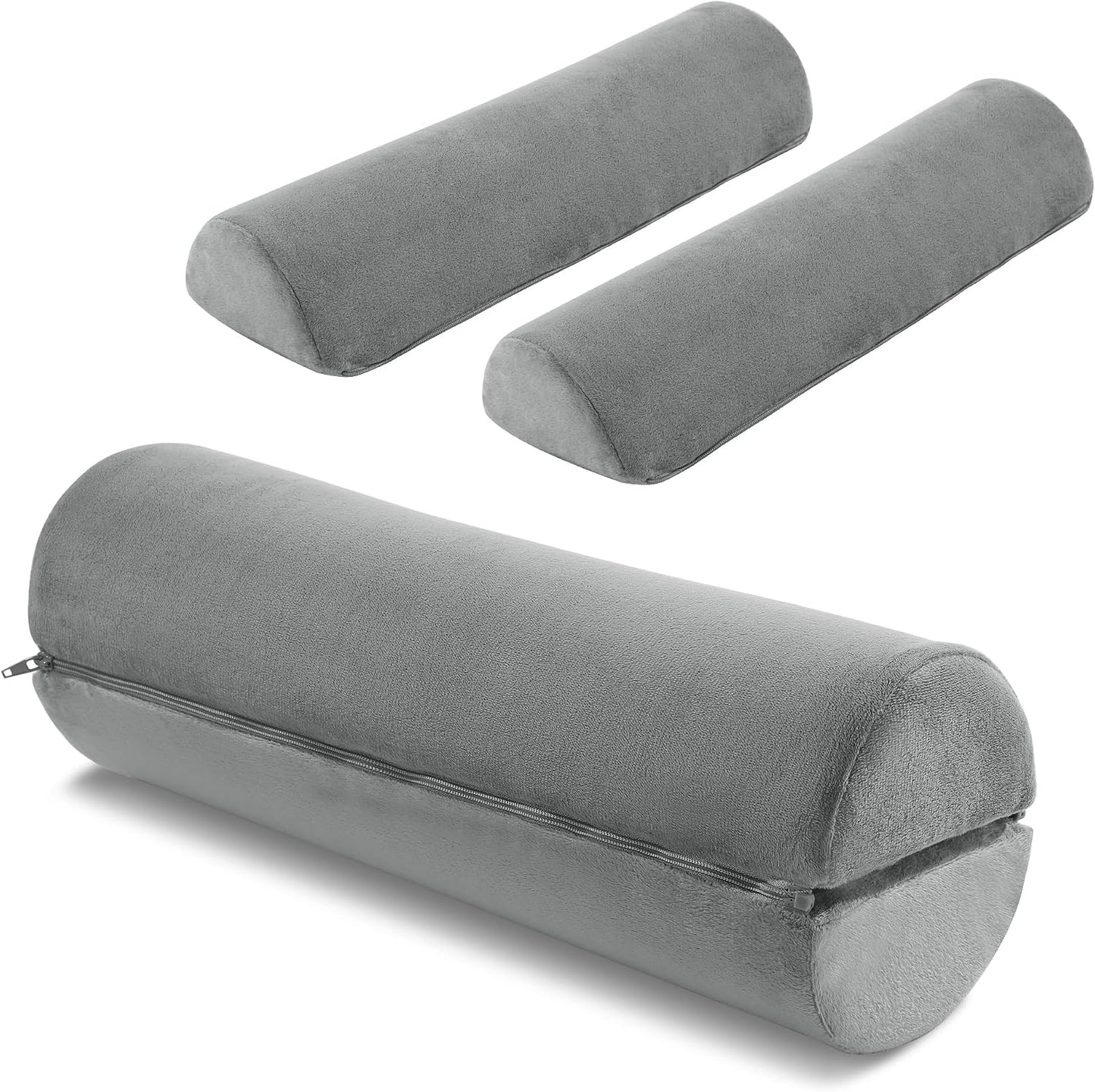 ROYALAY Neck Pillow for Sleeping Round Roll Pillow Including 2 Pack Half Moon Cervical Pillow, Foam Roll Pillow for Pain Reduce, Washable Bolster Pillow for Head Neck Back and Legs, Black