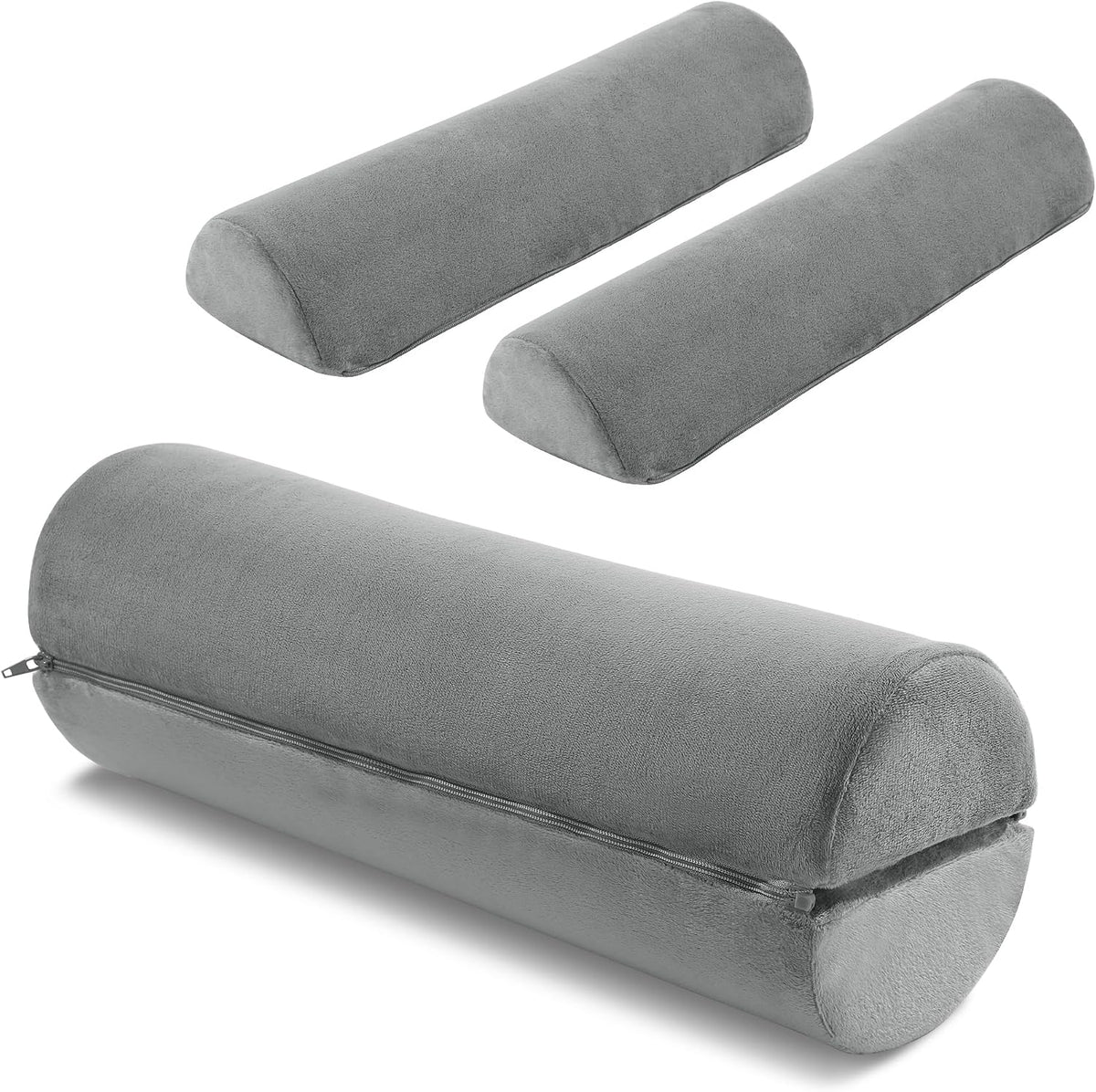 ROYALAY Neck Pillow for Sleeping Round Roll Pillow Including 2 Pack Half Moon Cervical Pillow, Foam Roll Pillow for Pain Reduce, Washable Bolster Pillow for Head Neck Back and Legs, Black