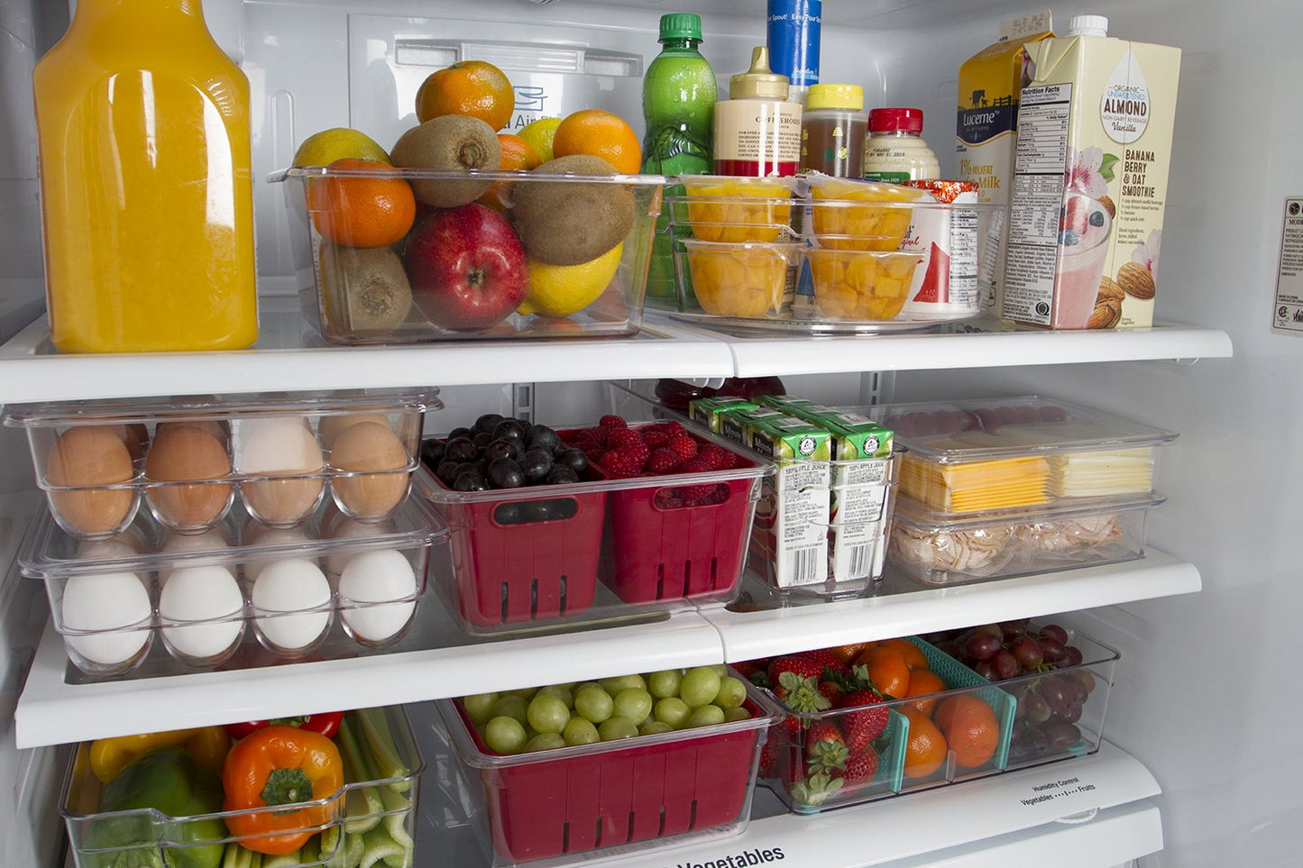 Kitchen Spaces Stackable Fridge Storage Colander Containers, Variety Pack | 3 Sizes to Store Fresh Produce, Organize Washed Fruits and Veggies, Snap and Seal Lids with Adjustable Vents, Hand Wash Only