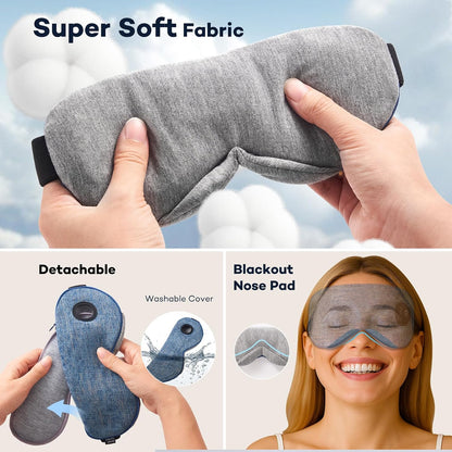 Ezona Heated Eye Mask, Cotton Cordless Warm Eye Compress Mask for Dry Eyes