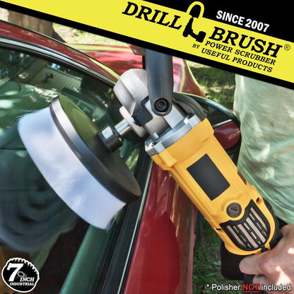 7in Boat Brush Variable Speed Polisher Attachment - Medium Yellow Bristles | Bathroom Accessories - Cleaning Supplies - Deck Scrub Brush - 5/8 x 11 Threaded Hub - Tile - Shower Cleaner - Flooring