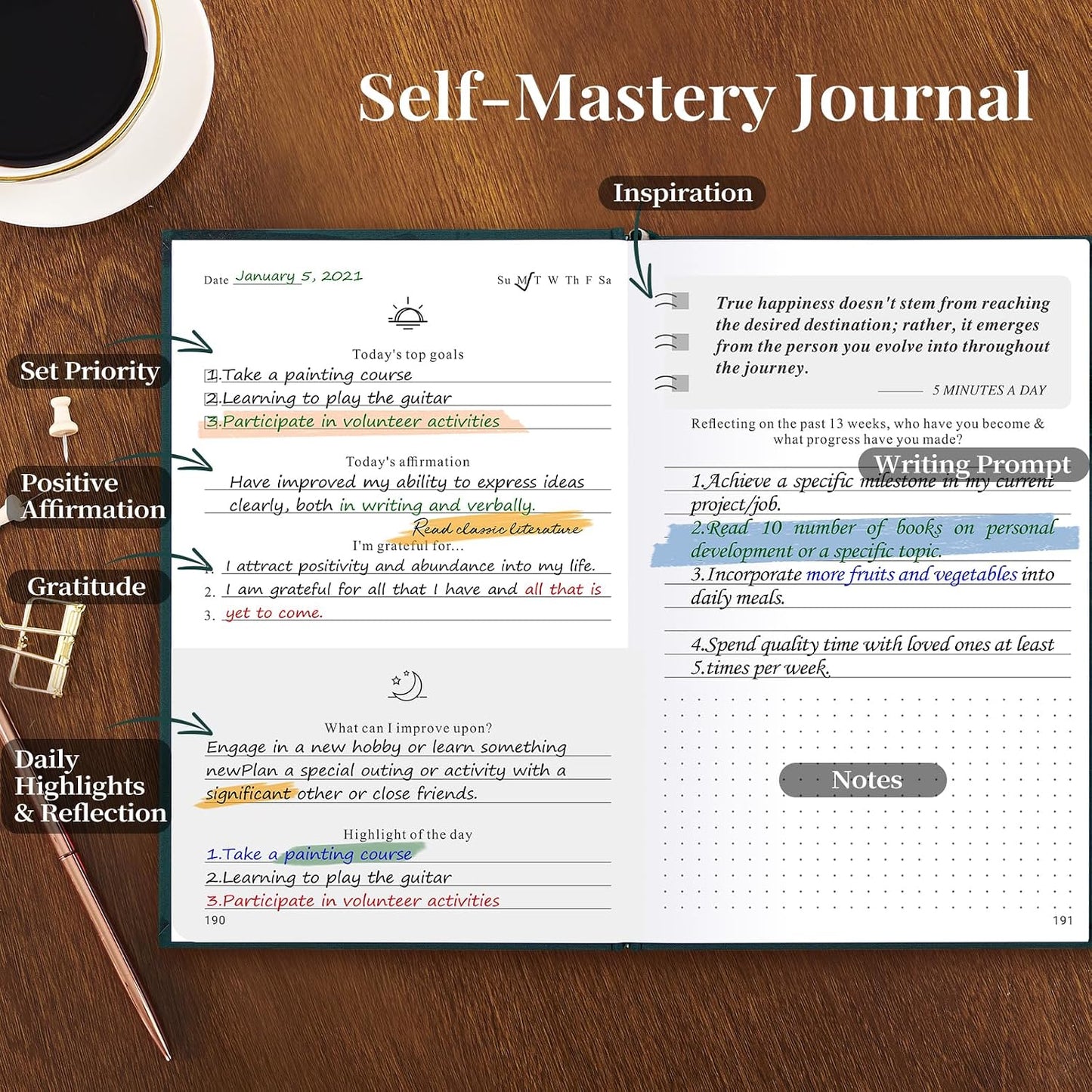 Self Care Guided Journal for Women，Gratitude Journal & ADHD Planner A5Beige | ADHD Planner, Mental Health & Anxiety Guided Journal for Women, Better Everyday