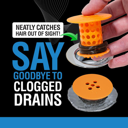 TubShroom Bathtub Drain Hair Catcher – in-Drain Tub Strainer & Clog Prevention Protector, Fits Standard 1.4”–1.75” Tub Drains, Easy Clean, Captures Human & Pet Hair Out of Sight (Gray)