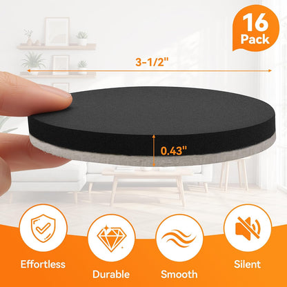 Furniture Sliders for Hardwood Floors, Save 80% Effort Safely and Easily, The Glide Tool Set for Heavy Furniture and Appliances, Reusable Floor Protectors and Moving Pads (16 Pack 3.5" Slider)