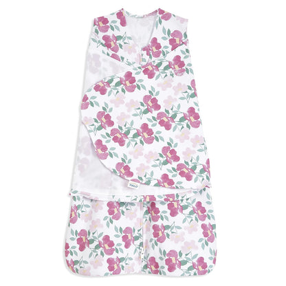 HALO 100% Cotton Sleepsack Swaddle, 3-Way Adjustable Wearable Blanket, TOG 1.5, Pink Floral, Newborn, 0-3 Months - Colors A