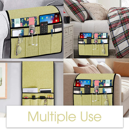 Joywell Remote Caddy Couch Remote Control Holder for Recliner Sofa Armrest Organizer Non Slip Arm Chair Caddie with 6 Pocket Storage for Magazine, Tablet, Phone, iPad, Black