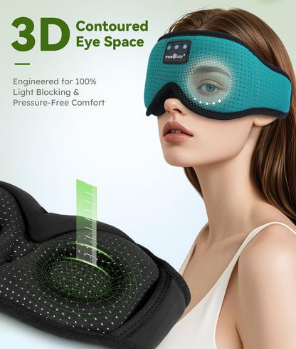 MUSICOZY 3D Sleep Headphones Bluetooth 5.4 Sleep Mask with HD Speakers