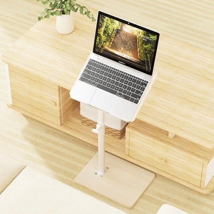 YUHFERA Sofa Armrest Tray Table for Couch - 360° Swivel Height Adjustable End for Small Spaces, Snack Side Table for Bed or Chair with Phone & Tablet Slot (Rustic,Standard)