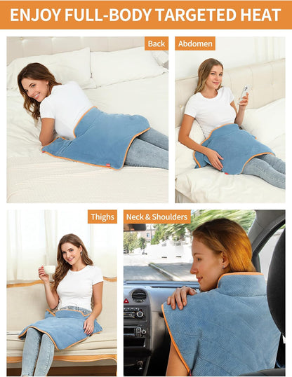 Vofuoti Portable Cordless Heating Pad for Neck and Shoulders with Massager | 12V 15000mAh Battery and 3 Heat Settings, Weighted Electric Rechargeable Heated Neck Shoulder Wrap, 2.6lbs, Gift for Family