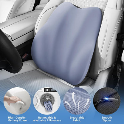 BEBAS Ergonomic Lumbar Support Pillow for Car, Memory Foam Car Back Cushion | Comfort Lumbar Pillow for Back Pain Relief, Breathable Washable Cover, Fits for Driving, Office, Wheelchair, Black