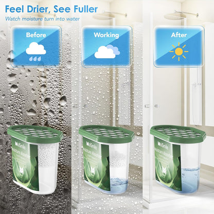 Moisture Absorbers with Activated Charcoal, Humidity Control & Air Deodorizing Preparations for Closet, Bathroom, Basement, Car & RV, 3 Pack