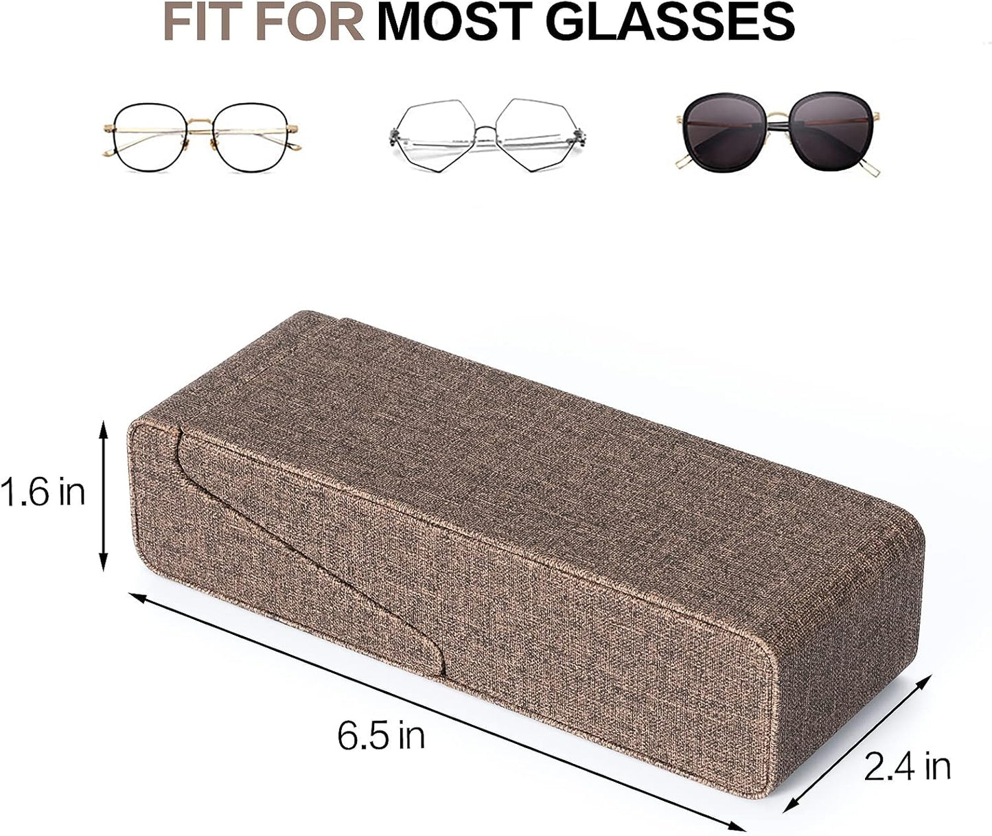 Vemiss Flip-top Glasses Case, Hard Shell Eyeglass Cases & Phone Stand | Unfolds As Phone/Pen Holder. For Desk, Nightstand, Vintage PU Leather, Eye Glass Case for Men Women