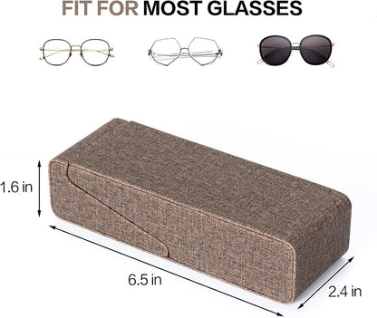 Vemiss Flip-top Glasses Case, Hard Shell Eyeglass Cases & Phone Stand | Unfolds As Phone/Pen Holder. For Desk, Nightstand, Vintage PU Leather, Eye Glass Case for Men Women